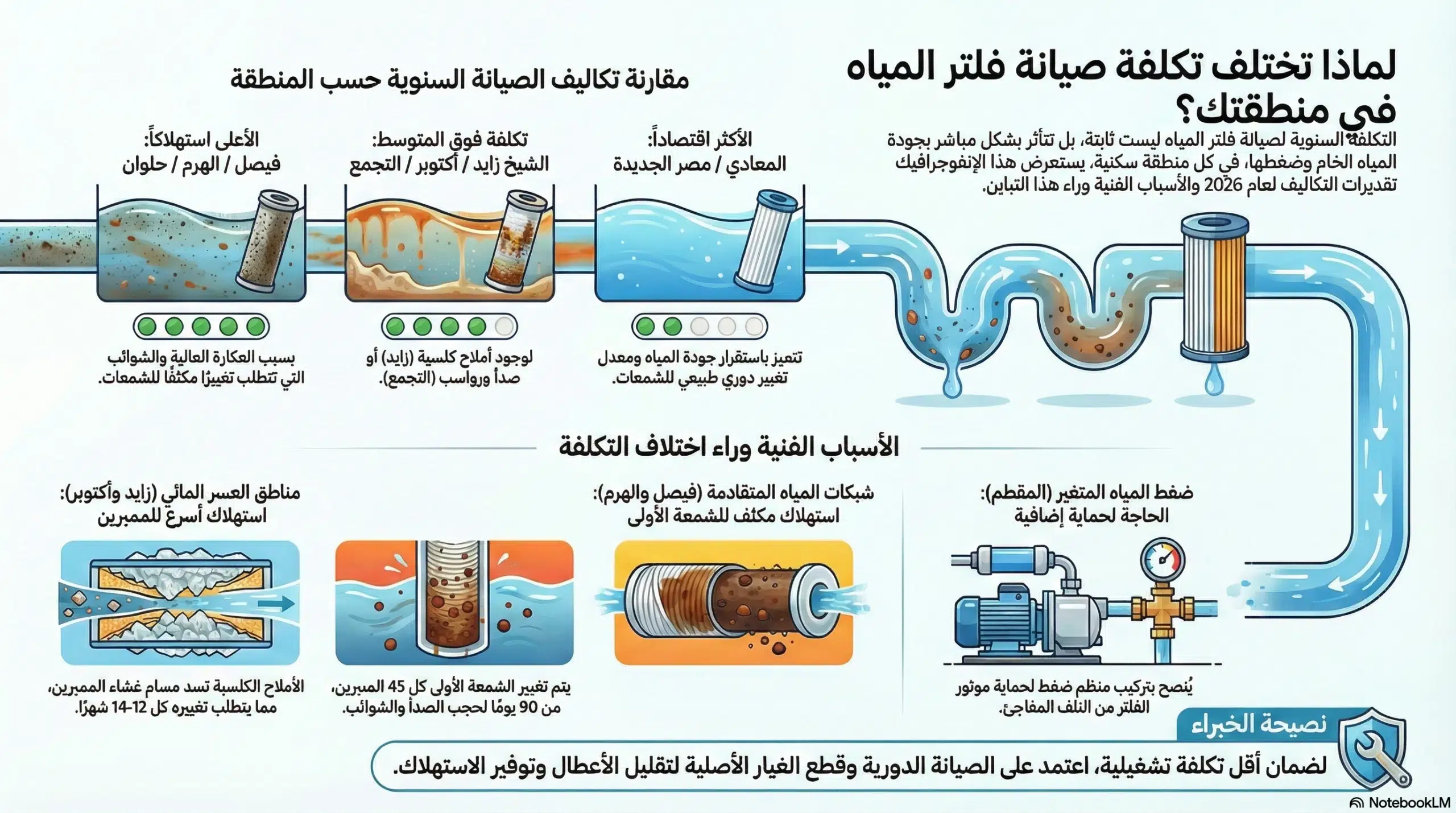 تباين تكاليف صيانة فلاتر المياه