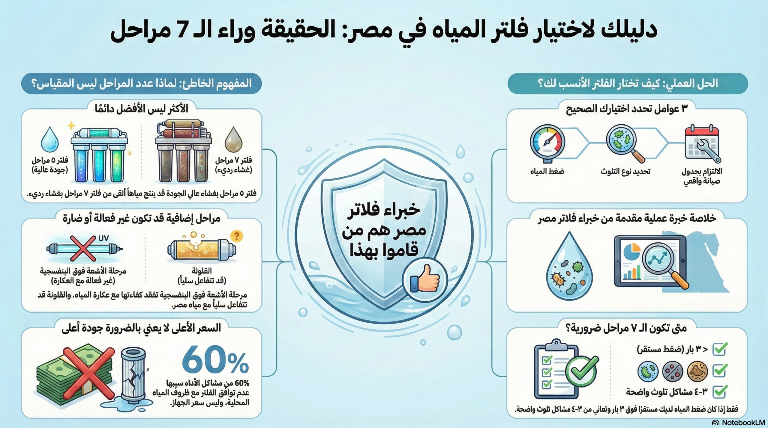 مخطط بياني لاختيار افضل فلتر مياه