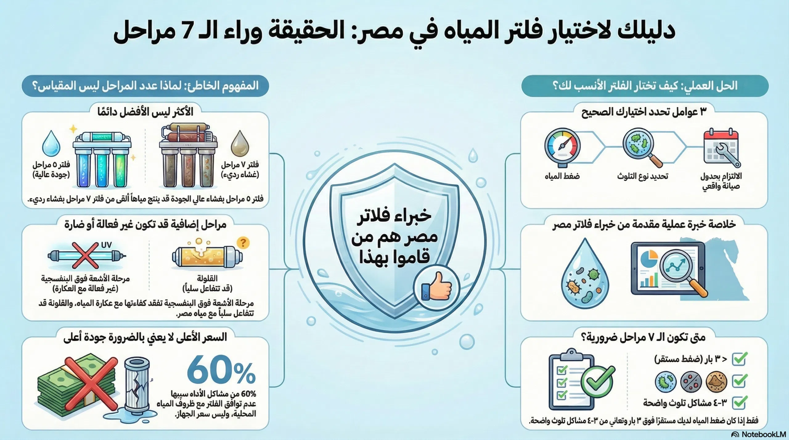 مخطط بياني لاختيار افضل فلتر مياه