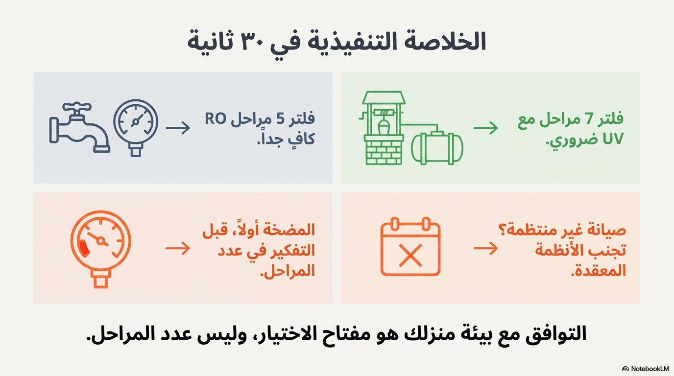 الخلاصة التنفيذية في 30 ثانية و التوافق مع بيئتك هو مفتاح اختيار فلتر المياه
