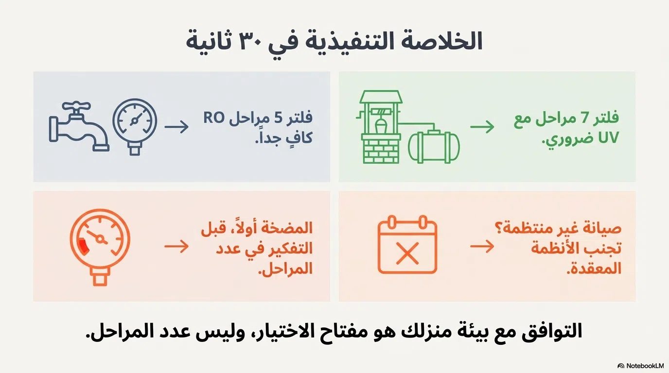 الخلاصة التنفيذية في 30 ثانية و التوافق مع بيئتك هو مفتاح اختيار فلتر المياه